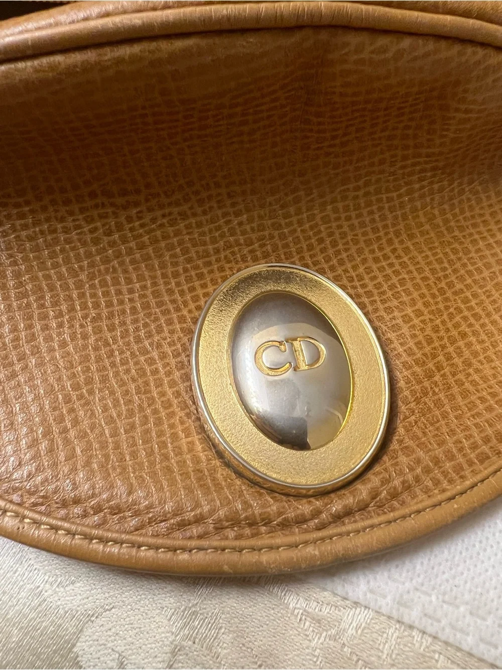 Christian Dior Large Cognac Textured Leather Backpack
